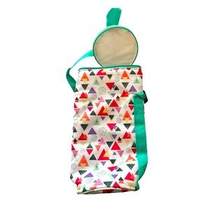 Vintage Style Geometric Patterned Insulated Wine Bottle Tote: GUC